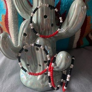 Beaded hoop earrings and wrap bracelet